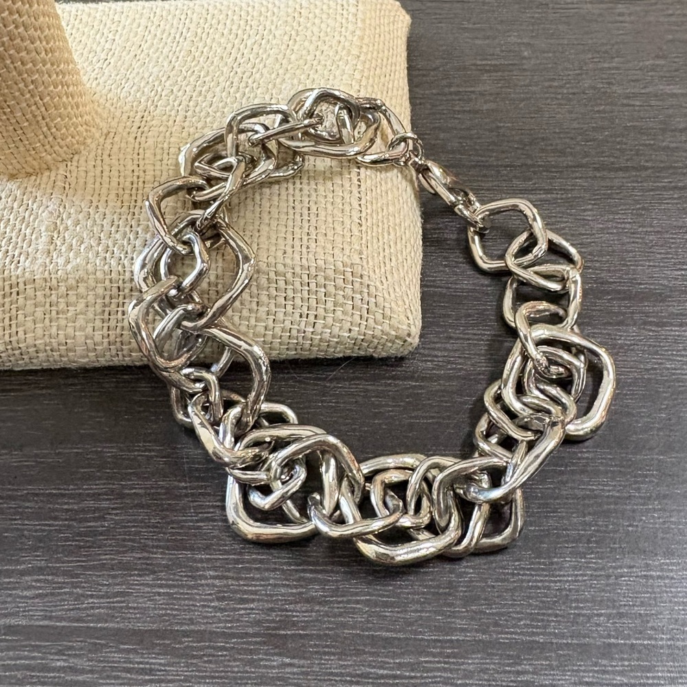 Unique Interlocking Silver Square Bracelet - image 2